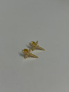Gold Double Diamond Dagger Earrings