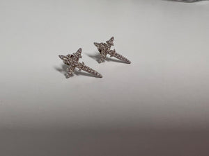 Silver Double Diamond Dagger Earrings