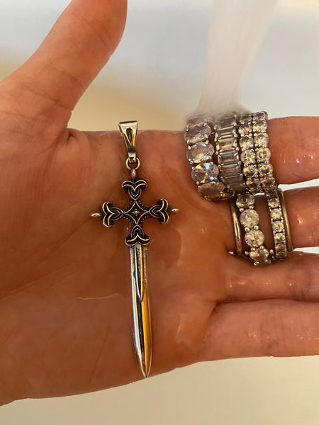 925 Sterling Silver Crucifix Dagger Charm