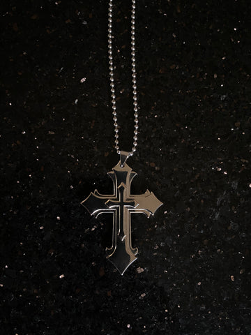 Stainless Double Crucifix