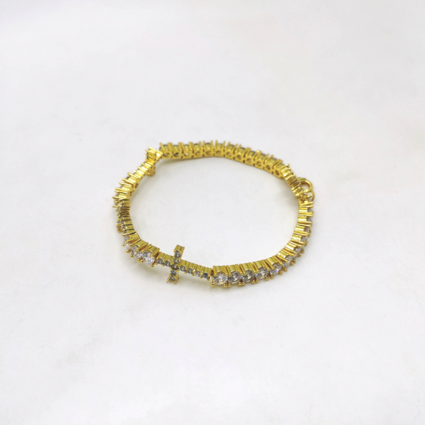 Gold Double Diamond Cross Bracelet - PREORDER NOW