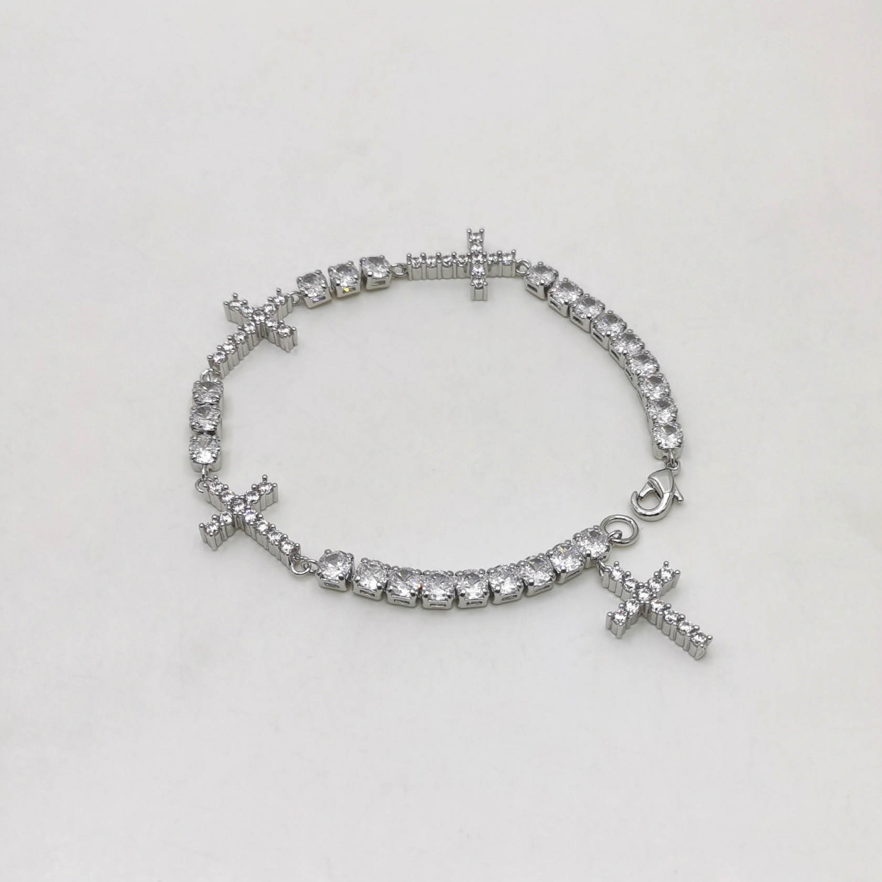 Silver Double Diamond Cross Bracelet - PRE-ORDER NOW